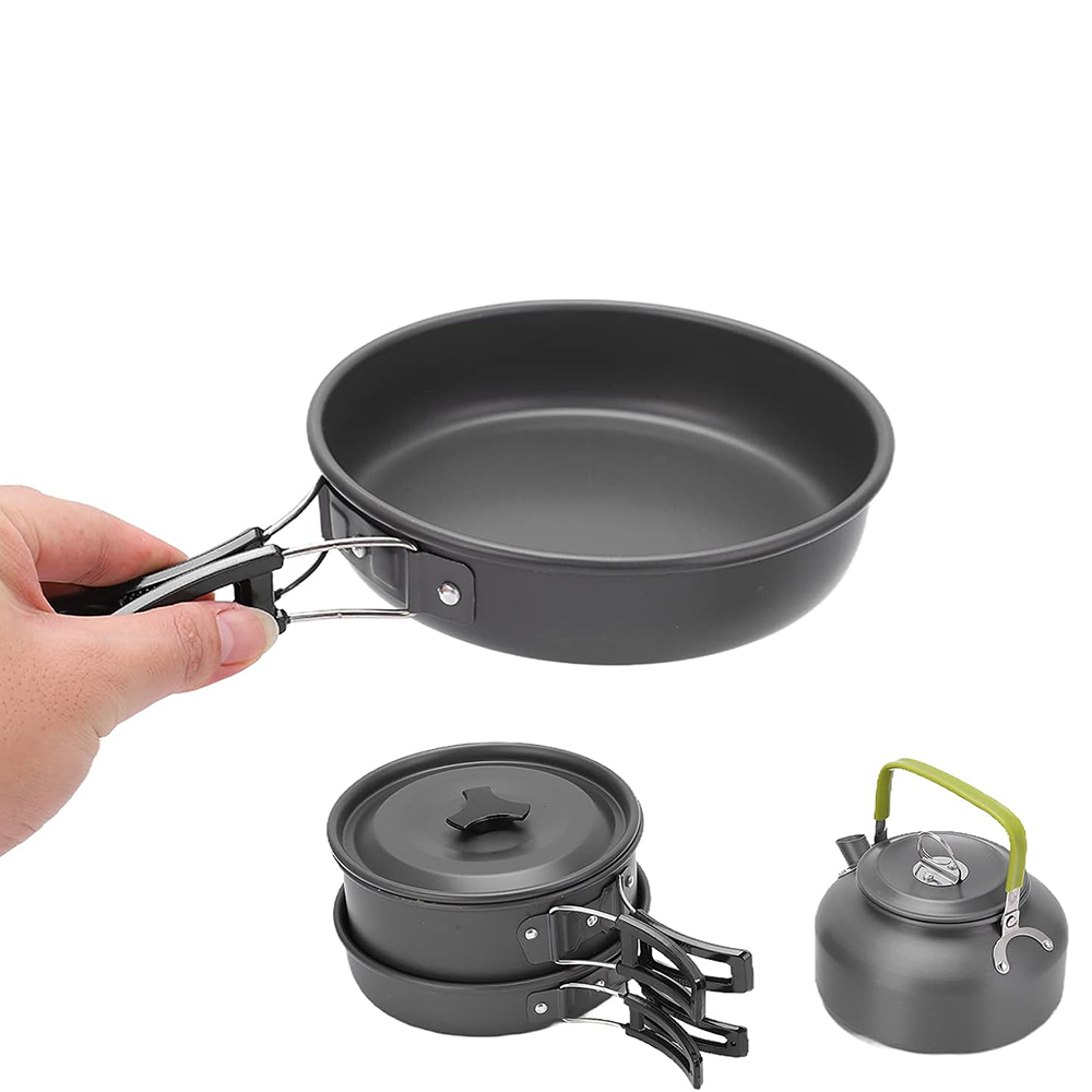 Poêle et casseroles de l'ensemble de cuisine de camping Tentwave