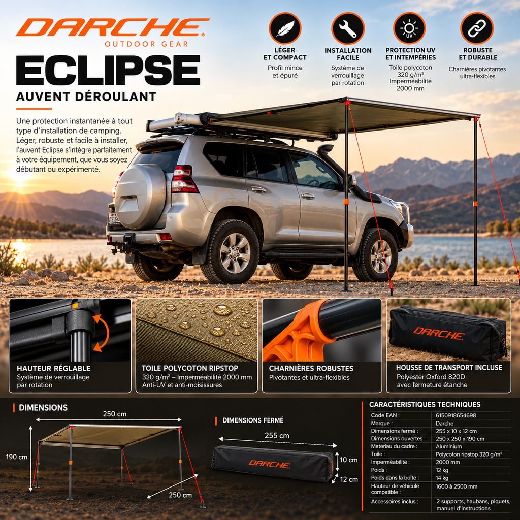 Auvent latéral Darche Eclipse Slimline 250 × 250 – vue 2