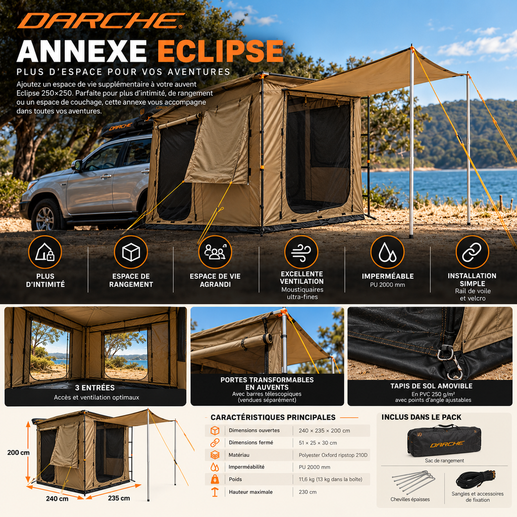 Annexe Darche Eclipse Slimline 2,5 m sous auvent – vue 2