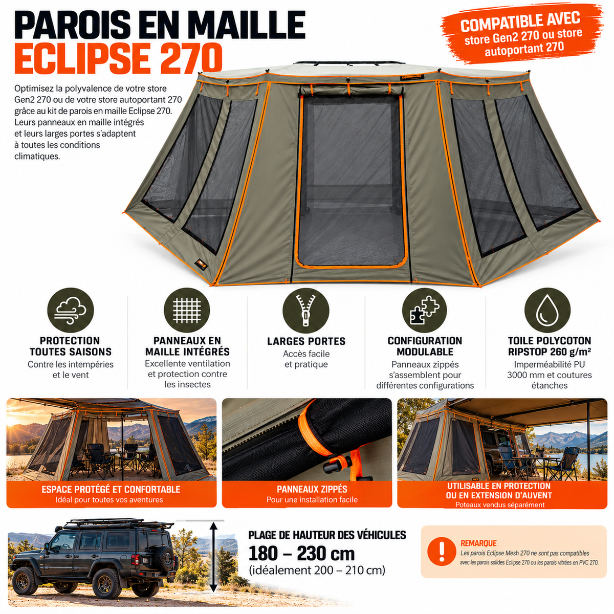 Murs moustiquaires Darche Eclipse 270 côté droit – vue 2