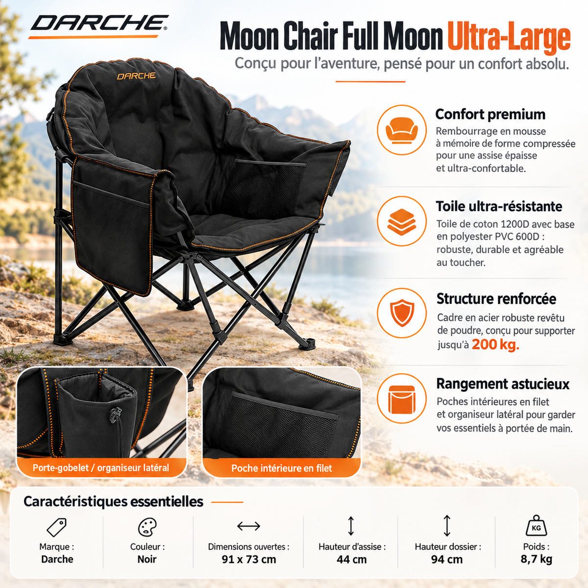 Fauteuil de camping Darche Full Moon – vue 2