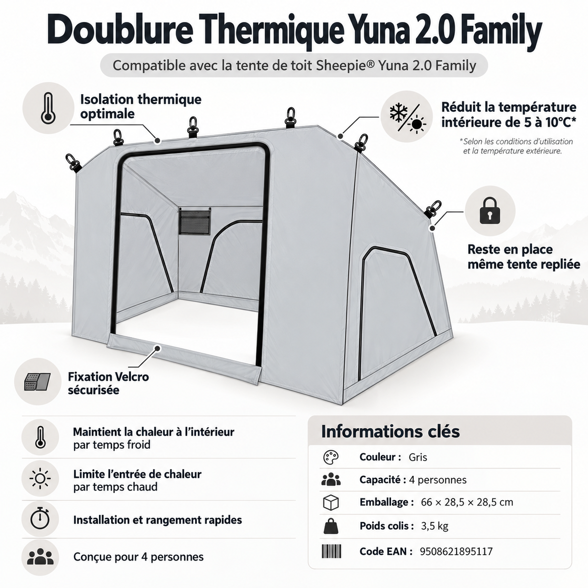 Toile intérieure thermique Sheepie Yuna Family, Tentwave
