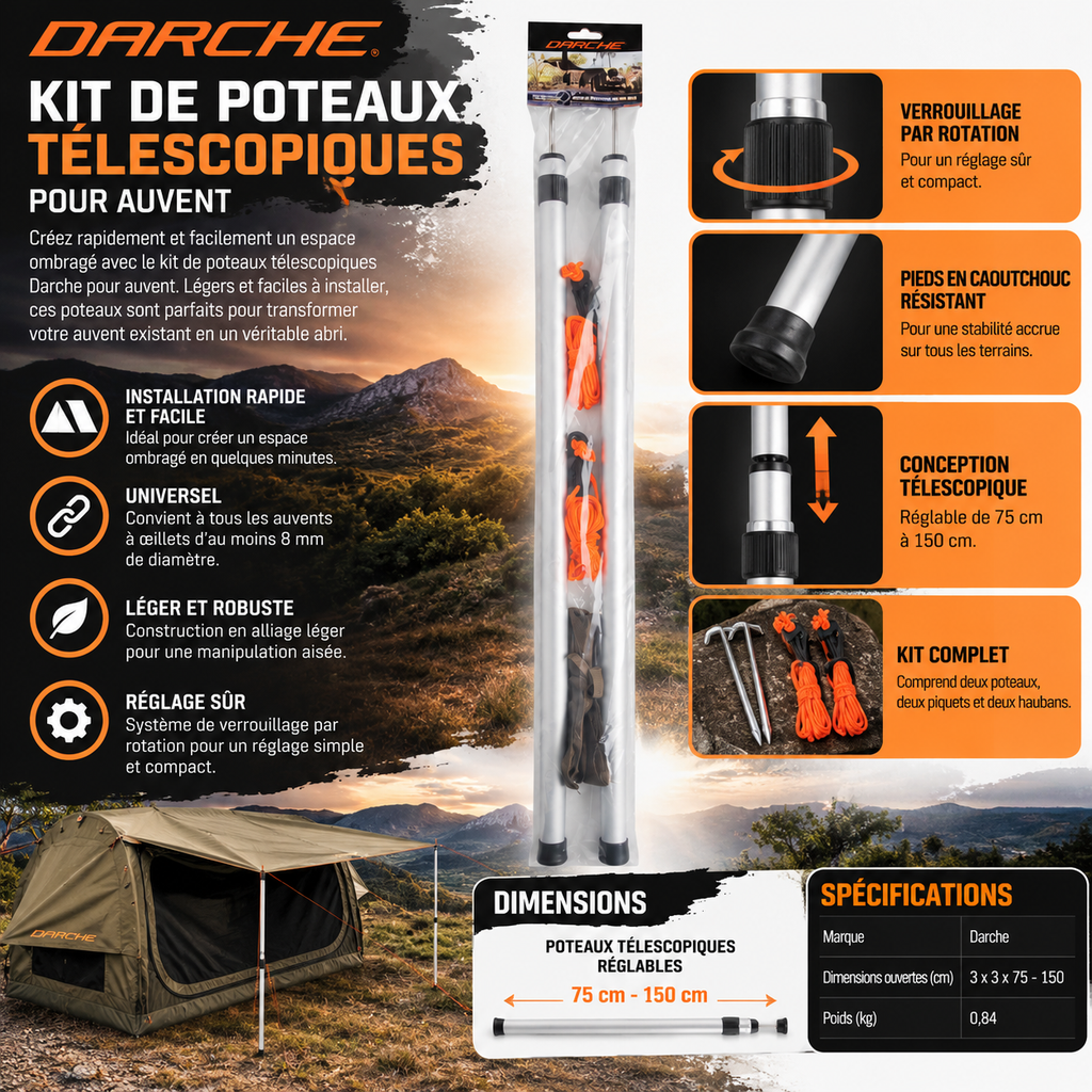 Kit de mâts d'auvent Darche alu pour swag – vue 2