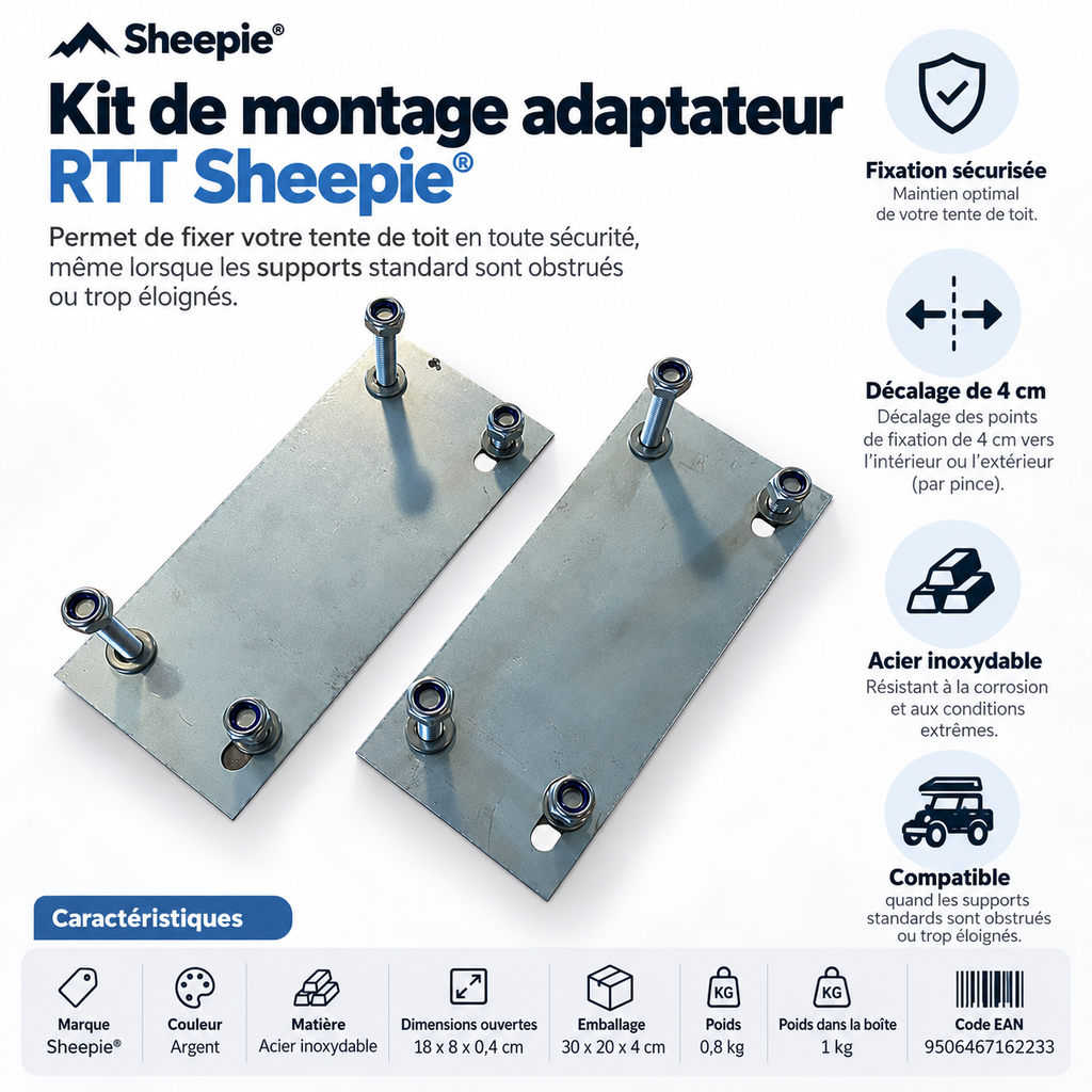 Kit adaptateur de fixation Sheepie pour tente de toit – vue 2