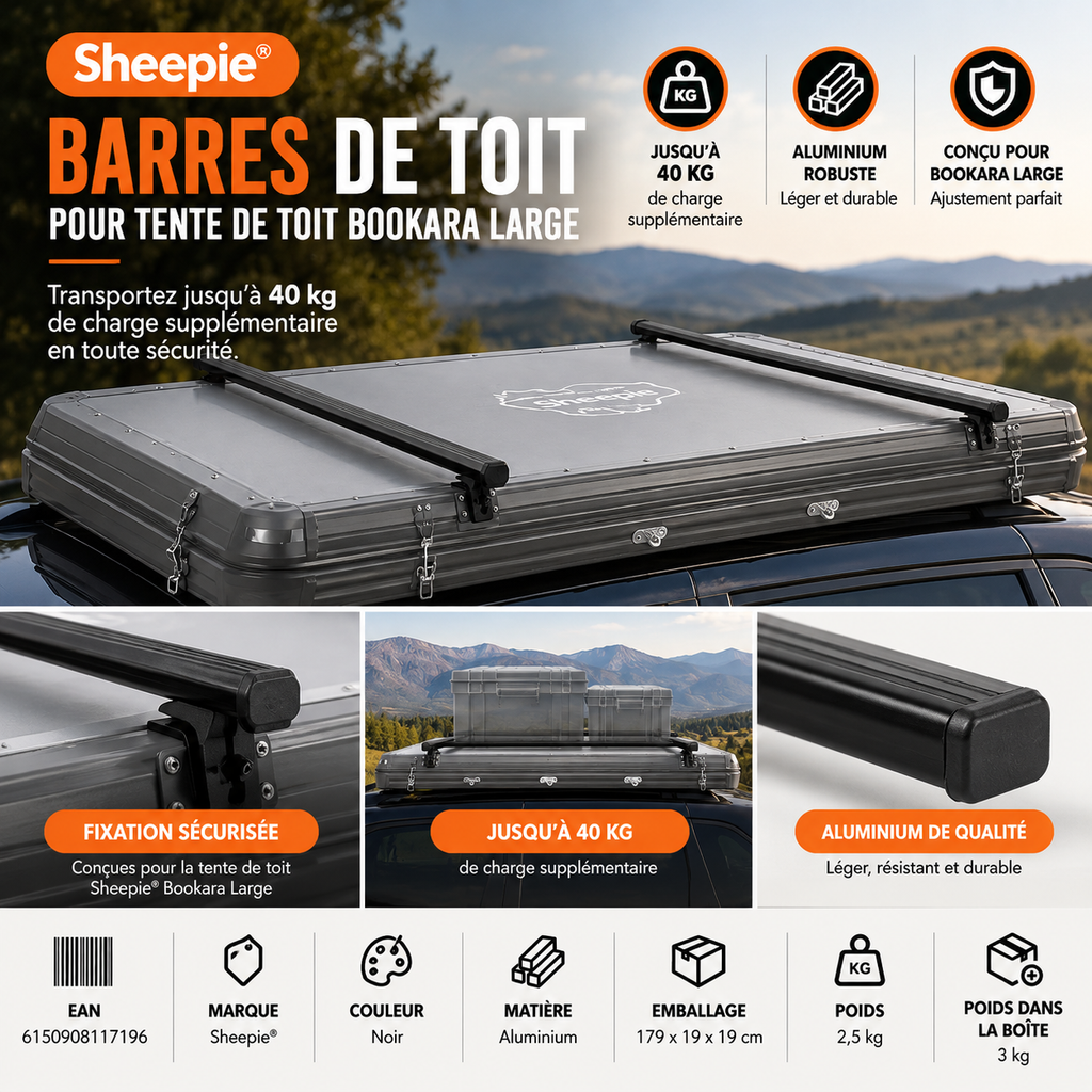 Barres de charge Sheepie pour tente de toit Bookara – vue 2