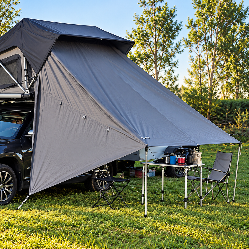 Auvent Plus Sheepie Jimba Jimba avec panneau latéral, table de camping à l'ombre