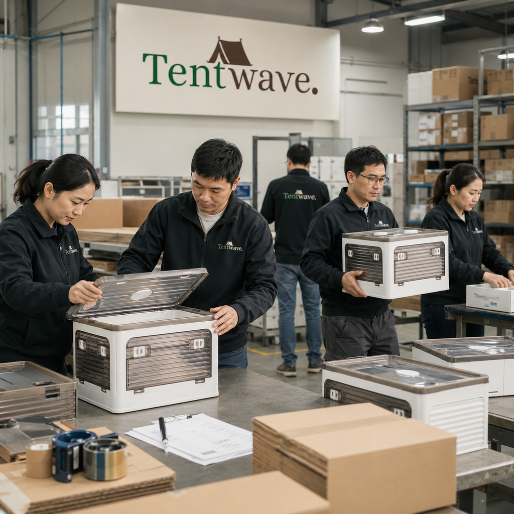 Rangement de matériel dans les boîtes pliables Tentwave
