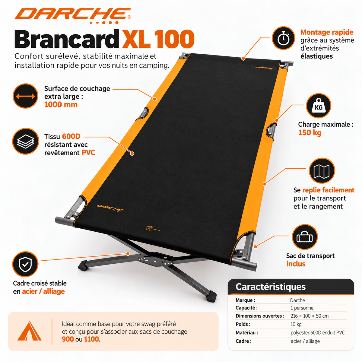 Lit de camp Darche XL100 – vue 2