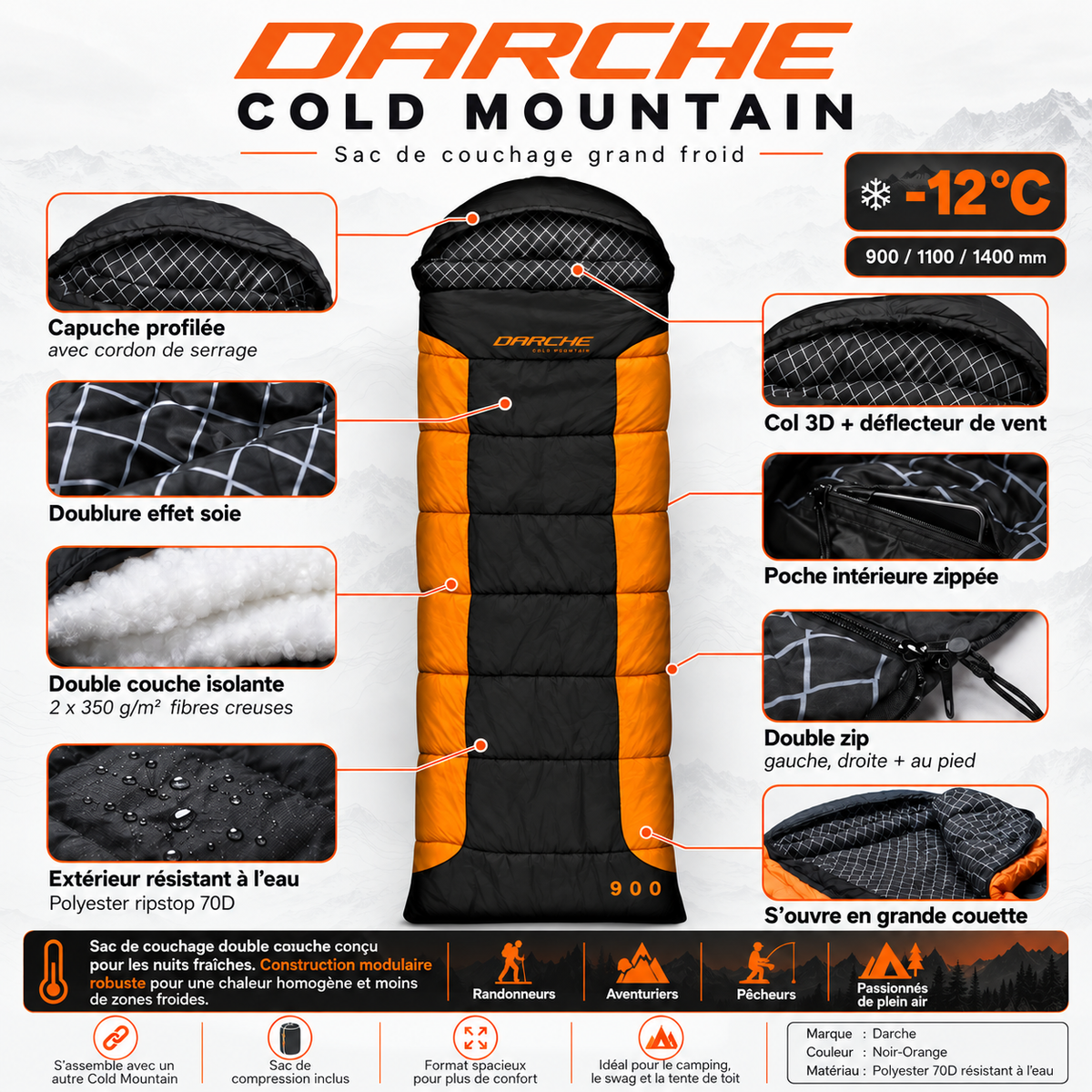 Sac de couchage Darche Cold Mountain -12 °C 1100 – vue 2