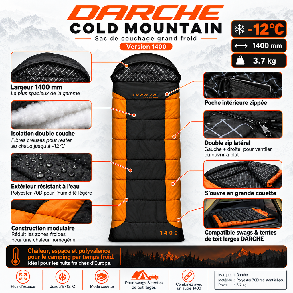 Sac de couchage Darche Cold Mountain -12 °C 1400 – vue 2